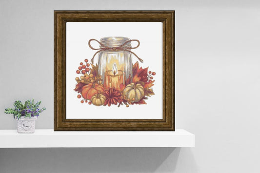 Fall Mason Jar cross stitch pattern