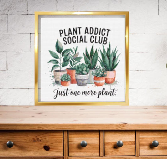 Potted Plant Addict cross stitch pattern