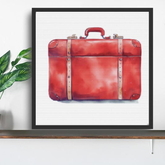 Vintage suitcase cross stitch pattern
