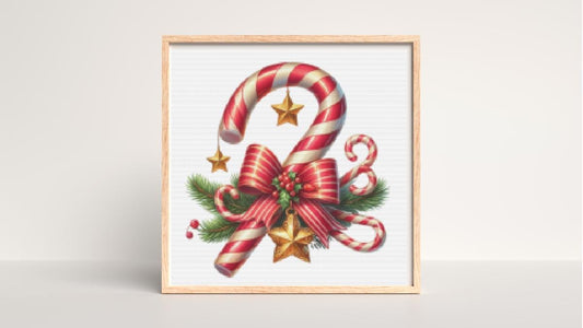 Candy Cane with Bow Cross stitch pattern