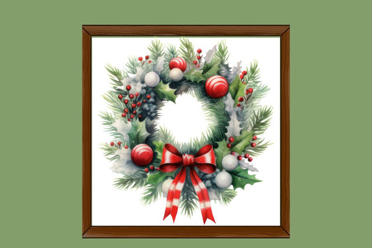 Christmas Wreath cross stitch pattern red Wreath