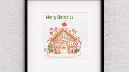 Merry Christmas Gingerbread House cross stitch pattern