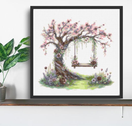 Pink Tree cross stitch pattern